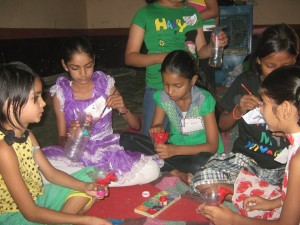 Creative Minds at work. Flowers of plastic bottles. Art Lab at Tulapura