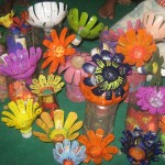 Flowers of plastic bottles. Artlab at Tulapura