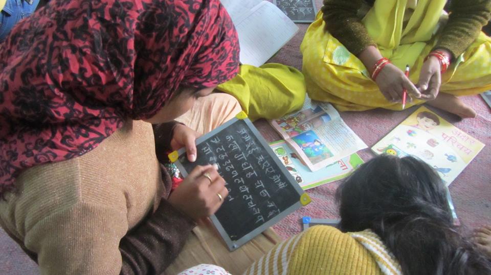 Literacy classes with girls of Balika Grah