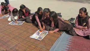 Artlab on crafting through plastic waste at Govt School Suthana village, Bawal. Supported by Kansai Nerolac Paints, Bawal.