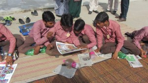 Artlab on crafting through plastic waste at Govt School Suthana village, Bawal. Supported by Kansai Nerolac Paints, Bawal.